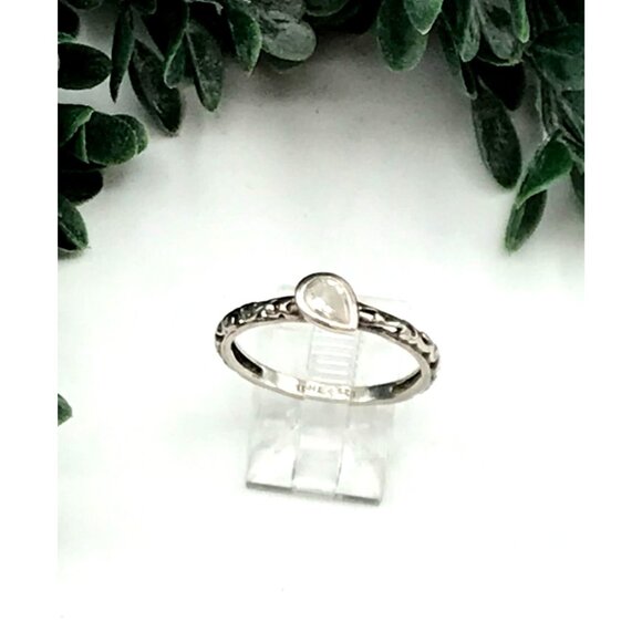 Vintage Silpada Sterling Silver 925 Teardrop Cubic Zerconia Ring With Intricate - Picture 6 of 7